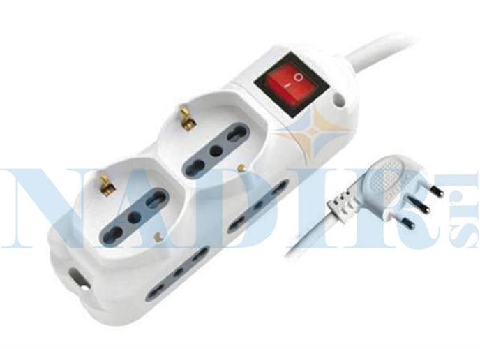 MULTIPRESA MINI 2 POLIVALENTE+4 BIPASSO CON INTERRUTTORE SPINA 16A