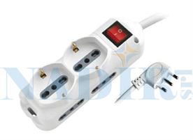 MULTIPRESA MINI 2 POLIVALENTE+4 BIPASSO CON INTERRUTTORE SPINA 16A