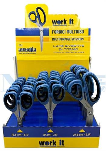 ESPOSITORE 18 FORBICI AUSONIA FINITURA TITANIO 5-7-8