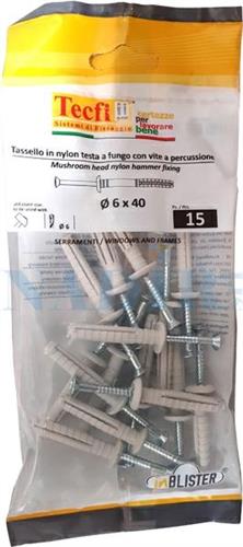 TASSELLO PERCUSSIONE YZ TESTA BOMBATA ø6X40 BLISTER 15PZ