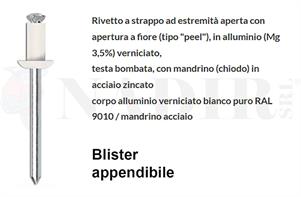 RIVETTI ALLUMINIO ANODIZZATO BIANCO ø4.0X10 BLISTER PZ.100