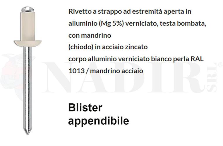 RIVETTI ALLUMINIO ANODIZZATO AVORIO ø4.0X10 BLISTER PZ.100
