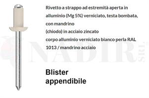 RIVETTI ALLUMINIO ANODIZZATO AVORIO ø4.0X10 BLISTER PZ.100