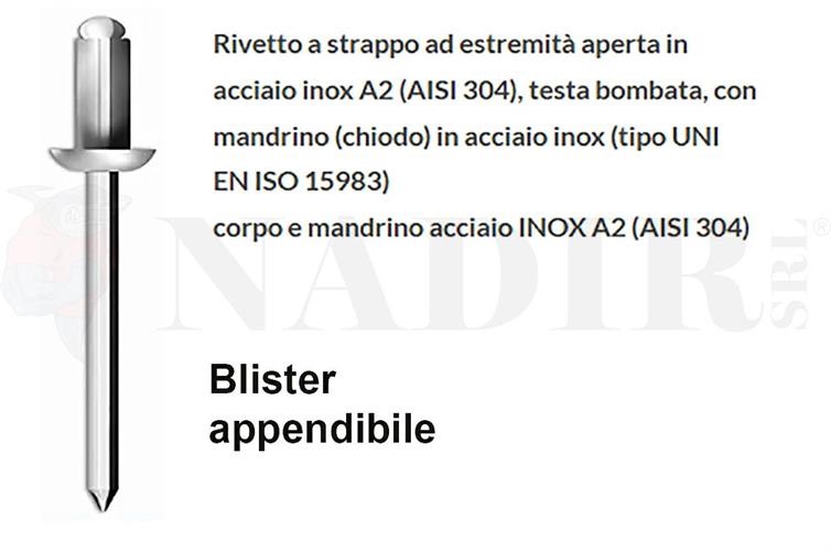 RIVETTI INOX A2 ø4.0X10 BLISTER PZ.100