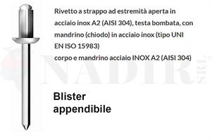 RIVETTI INOX A2 ø4.0X10 BLISTER PZ.100