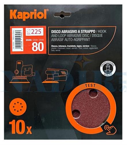 DISCO ABRASIVO CON VELCRO ø225 GRANA 80 CF.10PZ