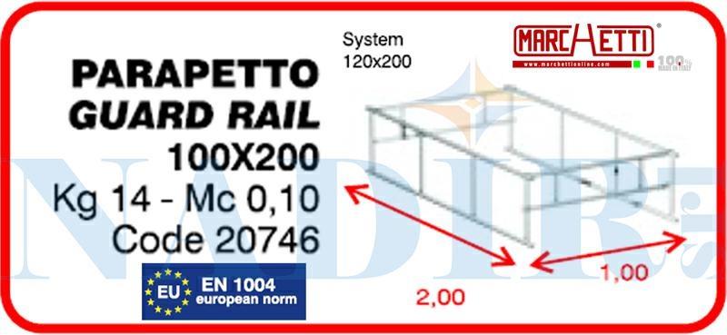PARAPETTO COMPLETO MARCHETTI SYSTEM 100X200 EN1004 ART.50023