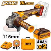 SMERIGLIATRICE BATTERIA INGCO BRUSHLESS ø115 20V 2X4AH