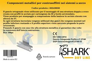 GANCIO ORTOGONALE 50X27MM BORDI ARROTONDATI SHARK DRY LINE