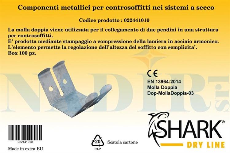 MOLLA DOPPIA PER PENDINATURA IN ACCIAIO ARMONICO SHARK DRY LINE
