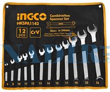 SERIE 12 CHIAVI COMBINATE INGCO CR-V 6>24 IN FODERA TESSILE