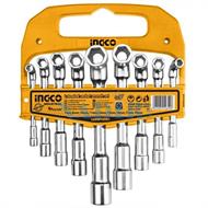 SERIE 9 CHIAVI A PIPA INGCO CR-V 7>19 CON SUPPORTO APPENDIBILE