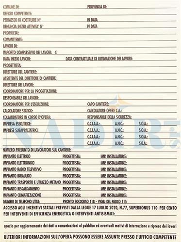 CARTELLO CONCESSIONI EDILI CM.80X60 POLIONDA MONOCOLORE