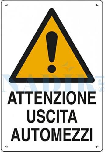 CARTELLO ATTENZIONE USCITA AUTOMEZZI CM.40X60 POLIONDA