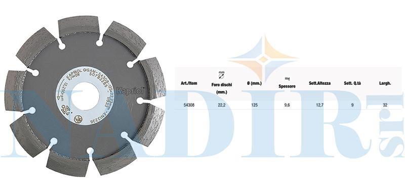 DISCO DIAMANTATO KAPRIOL FISSURE MASTER ART.54308 ø125 SPESS. 9.6MM