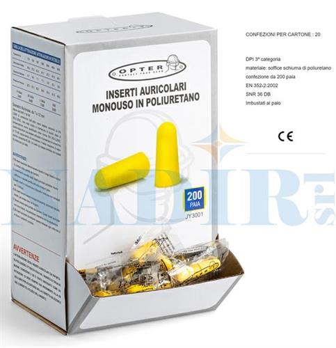 TAPPI AURICOLARI MONOUSO BOX 200 PAIA 36dB