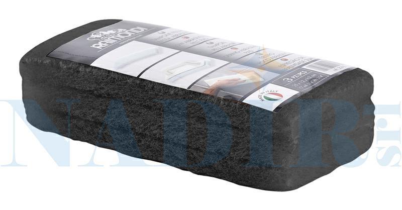 KIT 3 TAMPONE RAIMONDI FELTRO NERO CM.25X12X2 ALTA ABRASIVITA'
