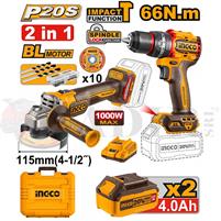 COMBO SMERIGLIATRICE+AVVITATORE INGCO 20V 2 BATTERIE 2AH+4AH