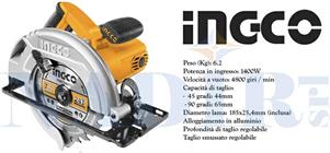 SEGA CIRCOLARE INGCO 1600W+DISCO ø185 TAGLIO 65MM-90°