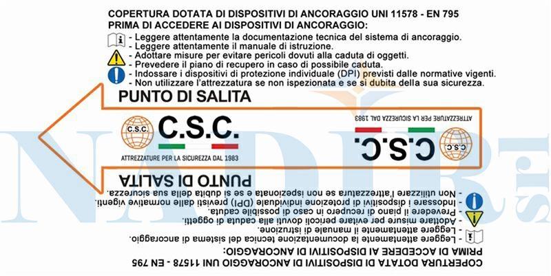 CARTELLO ALLUMINIO LINEA VITA PUNTO DI SALITA MM.80X170 ART.420