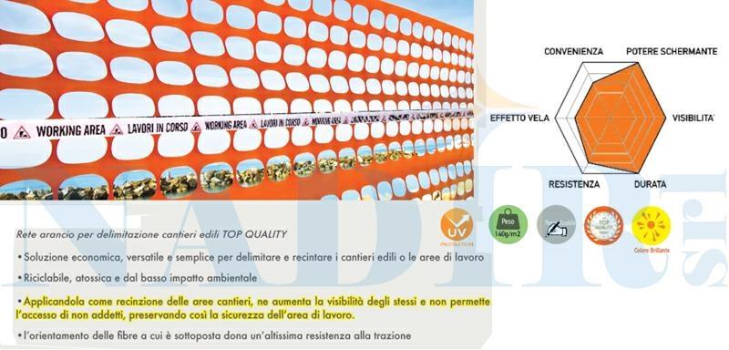 RETE ARANCIO CANTIERE PESANTE 140GR/MQ LAVORI IN CORSO H.180X50MT