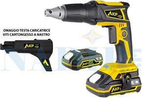AVVITATORE CARTONGESSO AKIFIX 18V 2X2.0AH + TESTA CARICATRICE VITI