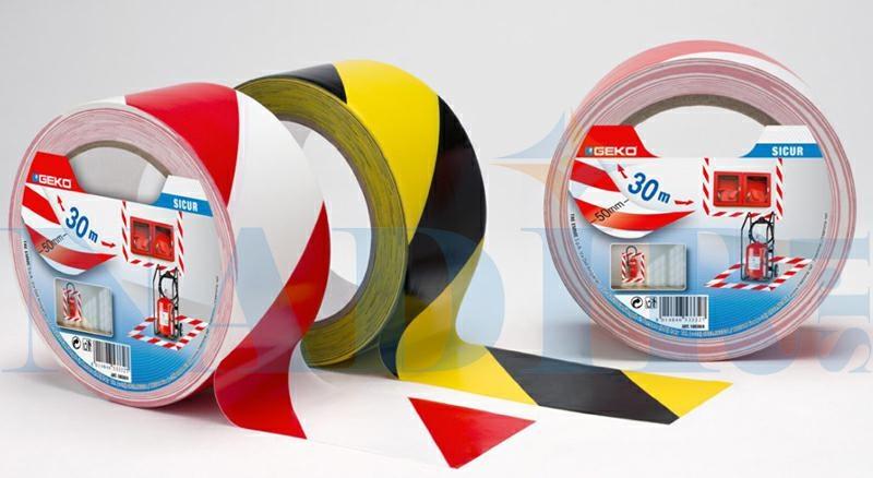 NASTRO SEGNALETICO ADESIVO BIANCO/ROSSO 160µm MM.50X33 MT