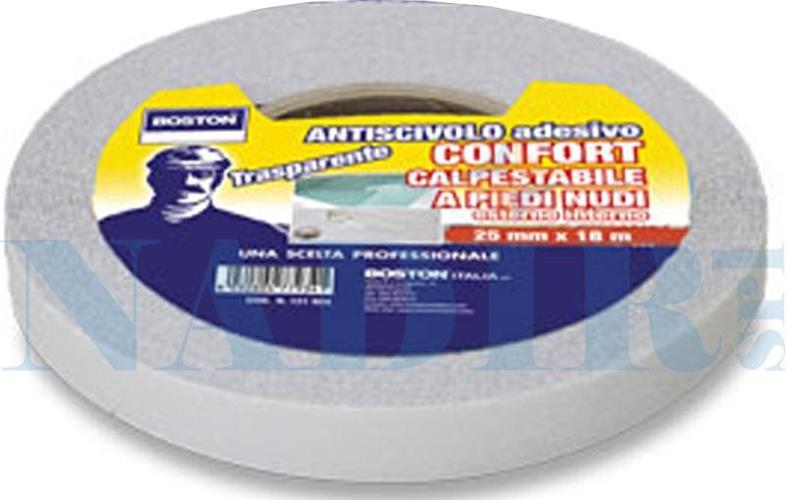 NASTRO ANTISDRUCCIOLO CONFORT PIEDI NUDI TRASPARENTE MM 25 X 18MT